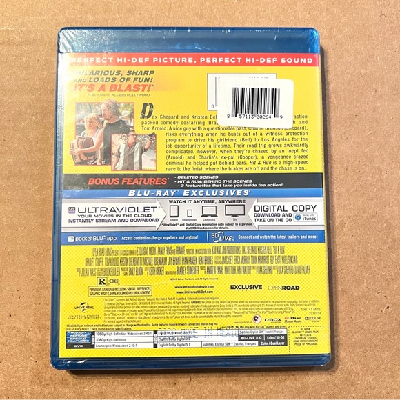 NEW SEALED BLU-RAY DVD Hit & Run - Kristen Bell Dax Shepard - Movie Film - Picture 2 of 2